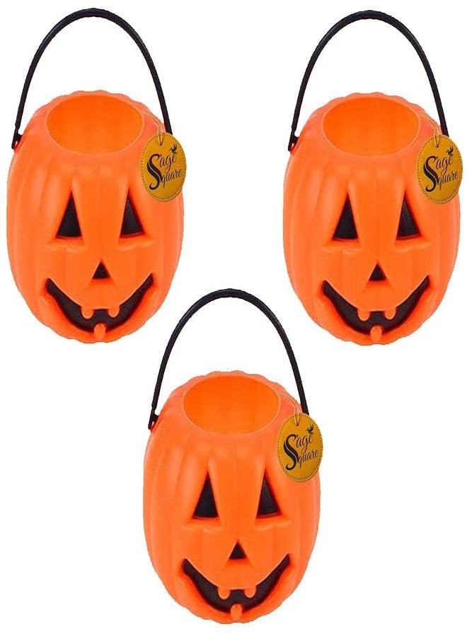 سايج سكوير سلة حلوى على شكل يقطينة صغيرة الحجم للأطفال من سيج سكوير، مناسبة للمناسبات، والحفلات التنكرية، والهالوين، والحفلات التنكرية، والحفلات ذات الطابع الخاص، والمسابقات، والعروض المسرحية (عبوة من 3 قطع) - Image 1